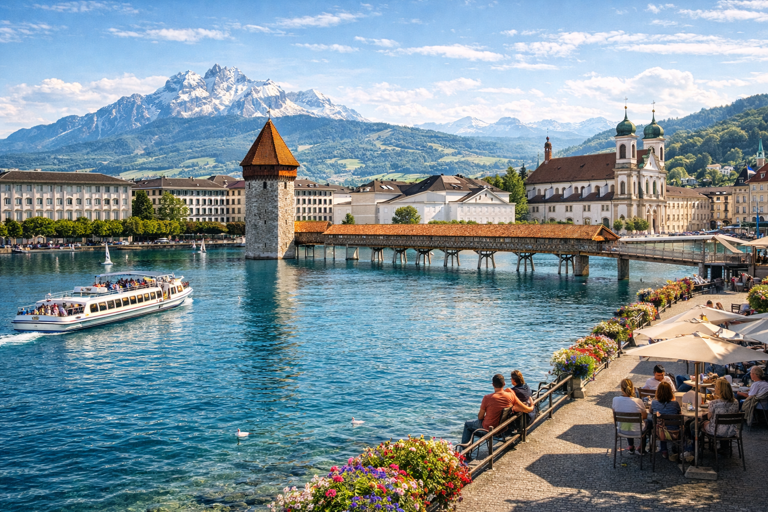 Pesona Kota Lucerne dengan Danau dan Pegunungan Alpen